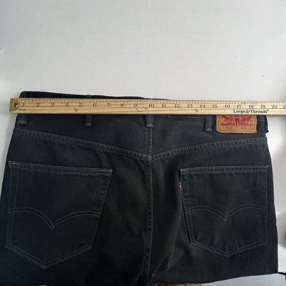 Levis 550 Jeans Mens Black Relaxed Fit Straight Leg Denim Size 38x30 - Picture 5 of 8